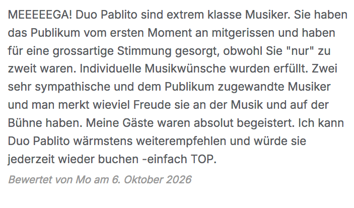 Duo Pablito Rezension